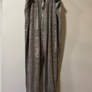 Anthropologie Silver Metallic Jogger Pants
